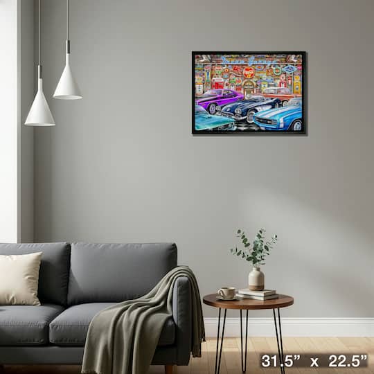 Dream Garage 20" x 29" Framed Canvas By Michel Fishel 31.5" x 22.5"